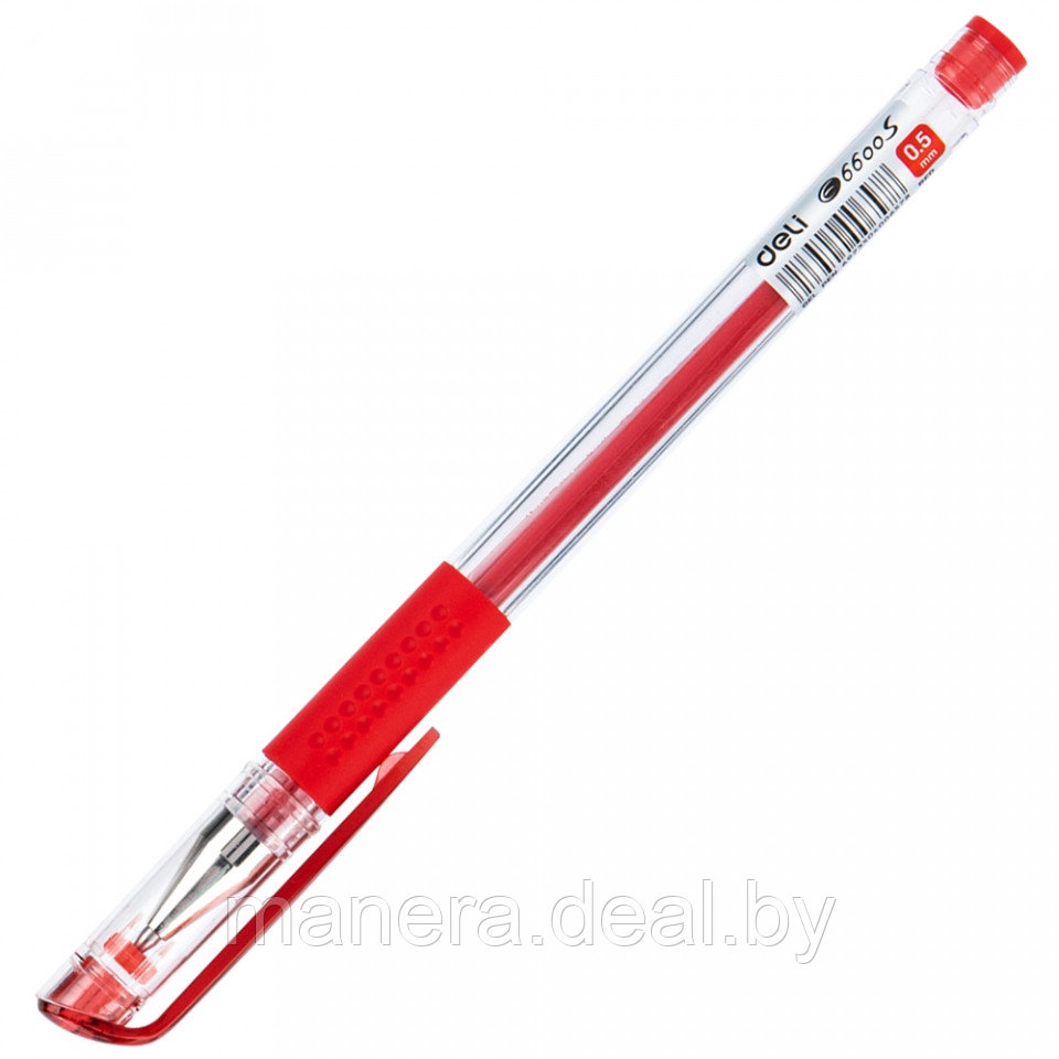 Ручка гелевая красная 0,5 Deli, красный, синий, черный