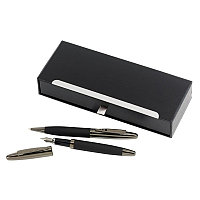 Набор ручек подарочный Black Elegance (шариковая ручка + перьевая ручка) в футляре
