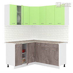 Кухня угловая Лира 1.5x1.7 м Зеленый - Оникс