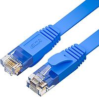 GCR Патч-корд PROF плоский прямой 3.0m, UTP медь кат.6, синий, 30 AWG, ethernet high speed 10 Гбит/с, RJ45,