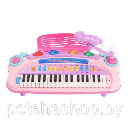Детский электросинтезатор (пианино) 6617 с микрофоном, стульчиком, светом и звуком, фото 2
