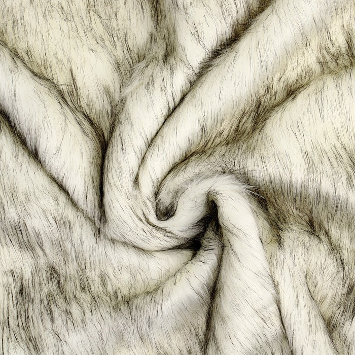 Лоскут Мех на трикотажной основе, 100*150см,цвет белый с серым - фото 1 - id-p219244585