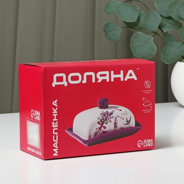 Маслёнка Доляна «Тропики», 17×12,5×8 см, цвет белый - фото 5 - id-p219245059