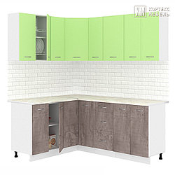 Кухня угловая Лира 1.5x1.9 м Зеленый - Оникс