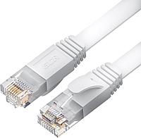 GCR Патч-корд PROF плоский прямой 1.5m, UTP медь кат.6, белый, 30 AWG, ethernet high speed 10 Гбит/с, RJ45,