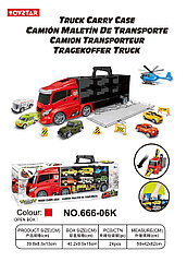 Фура, автовоз, трейлер 666-06K грузовик с машинками 6 шт, дорожные знаки, игровой набор v