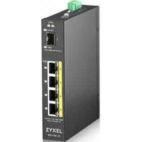 Коммутатор ZYXEL RGS100-5P, 5 Port unmanaged PoE Switch, 120 Watt PoE, DIN Rail, IP30, 12-58V DC - фото 1 - id-p212713467
