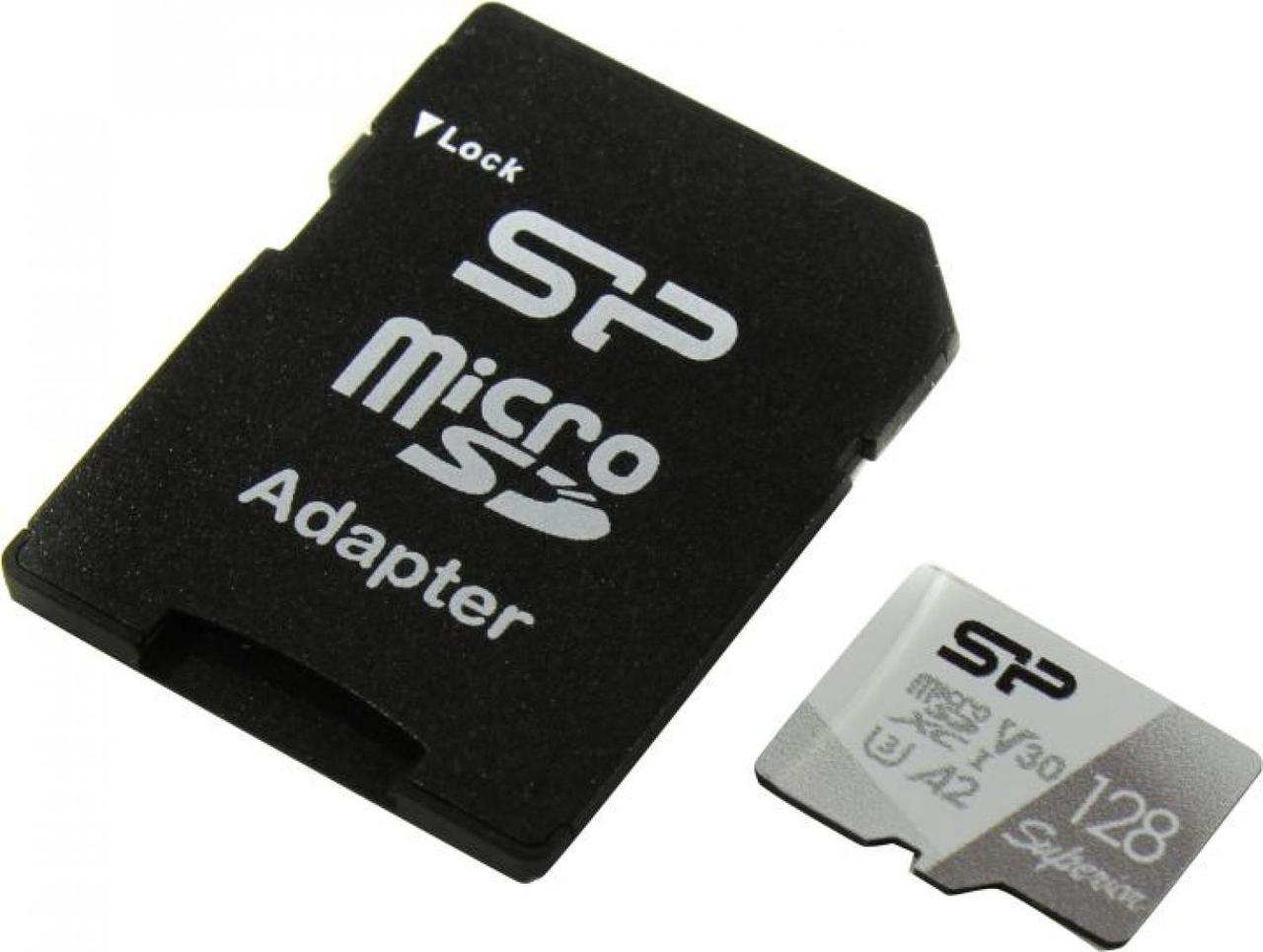 Карта памяти Silicon Power SP128GBSTXDA2V20SP microSDXC Memory Card 128Gb UHS-I U3 V30 A2 + microSD-- SD - фото 1 - id-p204487700