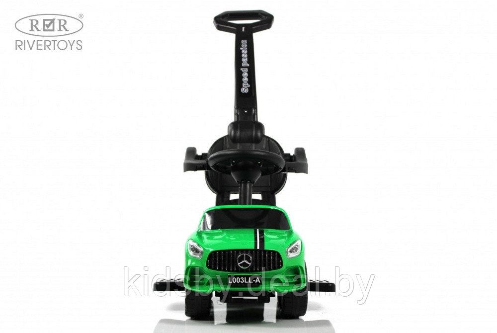 Детский толокар RiverToys L003LL-A (зеленый) Mercedes с ручкой управления - фото 6 - id-p219247620