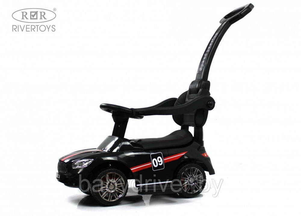 Детский толокар RiverToys L003LL-A (черный) Mercedes с ручкой управления