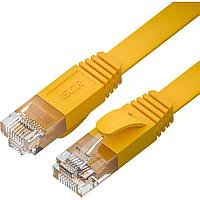 GCR Патч-корд PROF плоский прямой 5.0m, UTP медь кат.6, желтый, 30 AWG, ethernet high speed 10 Гбит/с, RJ45,