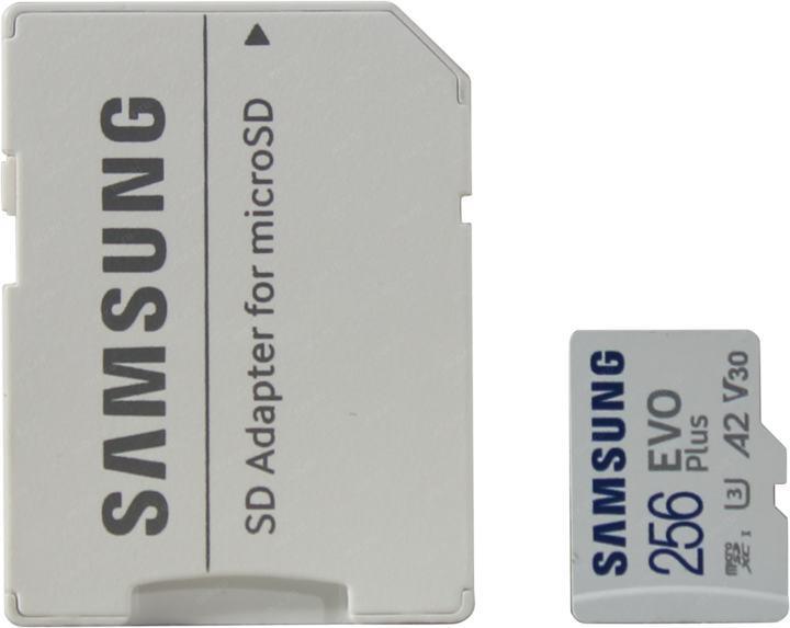 Карта памяти Samsung EVO Plus MB-MC256KA microSDXC Memory Card 256Gb Class10 UHS-I U3+ microSD-- SD Adapter - фото 1 - id-p212732570