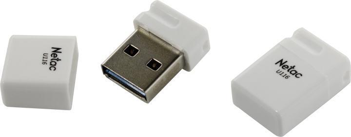 Флешка USB3.0 128Gb Netac U116 (NT03U116N-128G-30WH) USB 3.0 Type-A, пластик, с колпачком, белый - фото 1 - id-p203911830