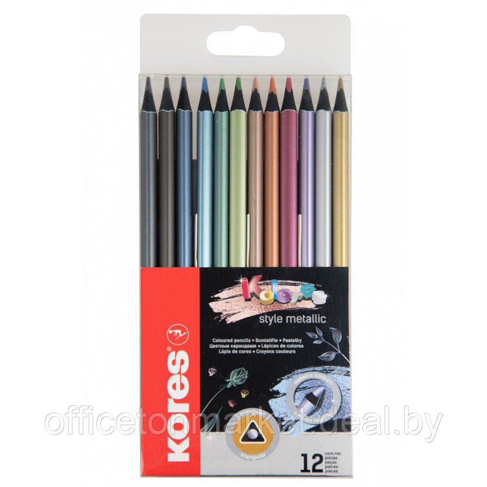 Цветные карандаши "Kolores Metallic Style", 12 цветов - фото 1 - id-p219234397