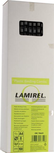 Lamirel CRC78669 Пластмассовые гребёнки для переплёта (Black A4 d 8мм уп. 100 шт) - фото 1 - id-p212721453