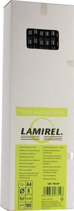 Lamirel CRC78669 Пластмассовые гребёнки для переплёта (Black A4 d 8мм уп. 100 шт), фото 2