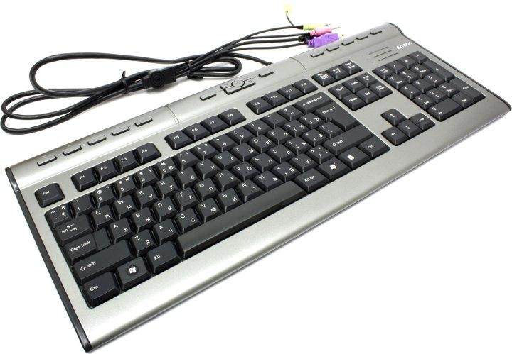 Клавиатура A4Tech X-Slim Multimedia Keyboard KLS-7MUU Grey-Black/Silver USB 104КЛ+17КЛ М/Мед + USB порт - фото 1 - id-p211091516