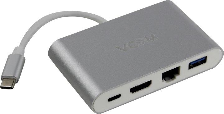 Конвертер VCOM CU455 Кабель-адаптер USB-C - HDMI (F)+RJ45+USB3.0+USB-C - фото 1 - id-p203911035