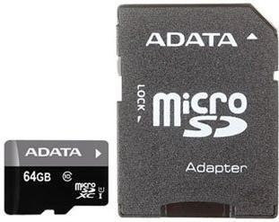 Карта памяти ADATA Premier microSDXC UHS-I U1 Class 10 64GB (AUSDX64GUICL10-RA1) - фото 1 - id-p195038100