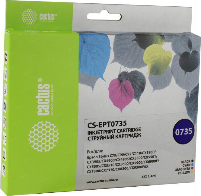 CACTUS EPT0735 Комплект картриджей для Epson Stylus С79/C110/СХ3900/CX4900, черный/голубой/пурпурный/желтый, 4 - фото 1 - id-p212714741