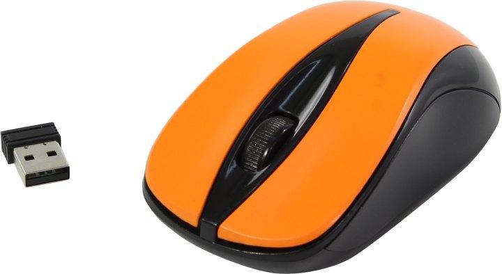 Мышь Оклик 675MW черный/оранжевый оптическая (800dpi) беспроводная USB для ноутбука (3but) - фото 1 - id-p212713008
