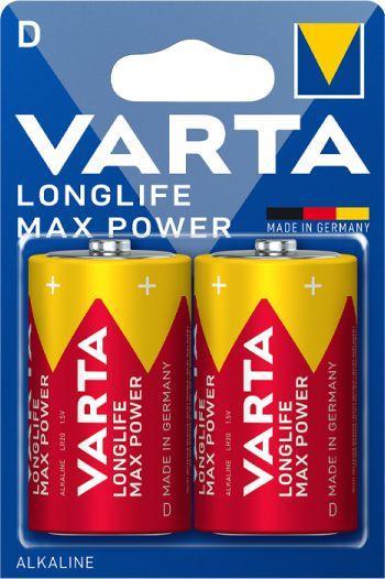 Батарейка Varta LONGLIFE MAX POWER (MAX TECH) LR20 D BL2 Alkaline 1.5V (4720) (2/20/100) (2 шт.) - фото 1 - id-p218807932