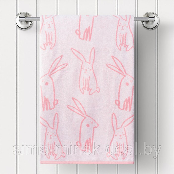 Полотенце махровое Fluffy размер 50х90 см, pink, зайчики, розовый - фото 2 - id-p219254321