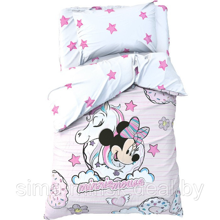 Детское постельное бельё 1,5 сп "Minnie Mouse" с единорогом, 143*215 см, 150*214 см, 50*70 см -1 шт, поплин - фото 1 - id-p219254300