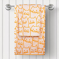 Полотенце махровое Kittens, размер 70х130 см, кошки, оранжевый