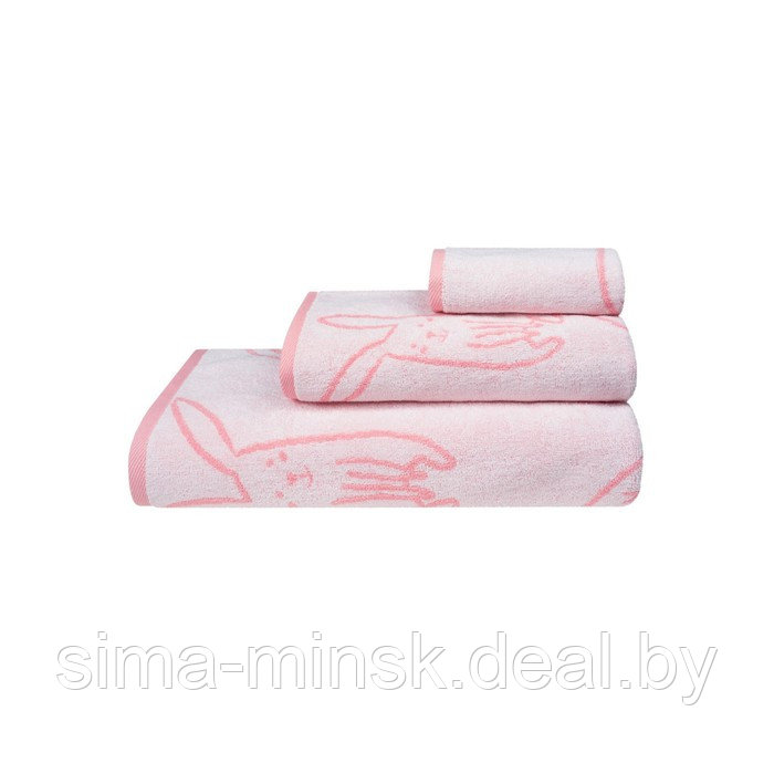 Полотенце махровое Fluffy размер 70х130 см, pink, зайчики, розовый - фото 4 - id-p219254348