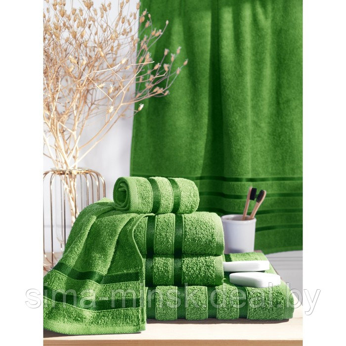 Набор полотенец махровых Spicy green, размер 30х50 см, 50х90 см, 70х140 см, зеленый - фото 3 - id-p219254353