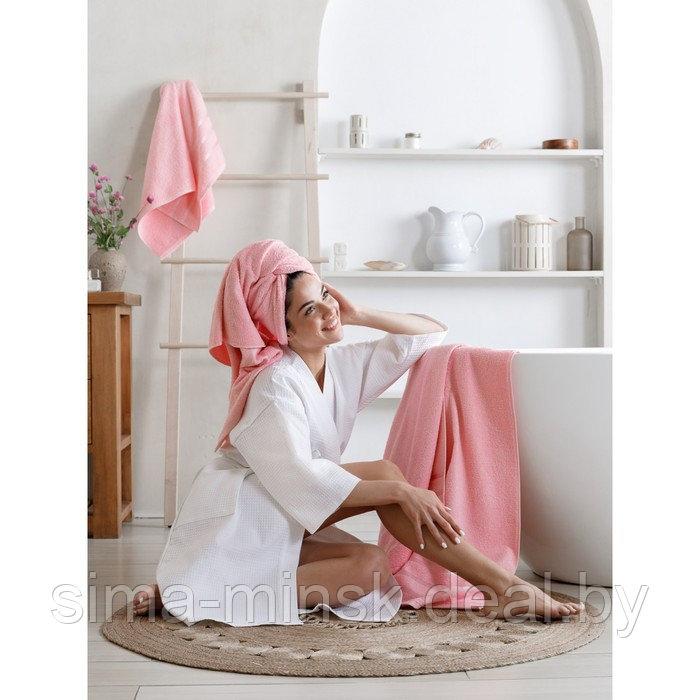 Набор полотенец махровых Pink, размер 30х50 см, 50х90 см, 70х140 см, розовый - фото 1 - id-p219254355