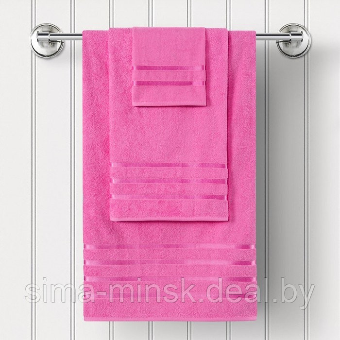 Набор полотенец махровых Pink crystal, размер 30х50 см, 50х90 см, 70х140 см, розовый - фото 10 - id-p219254357