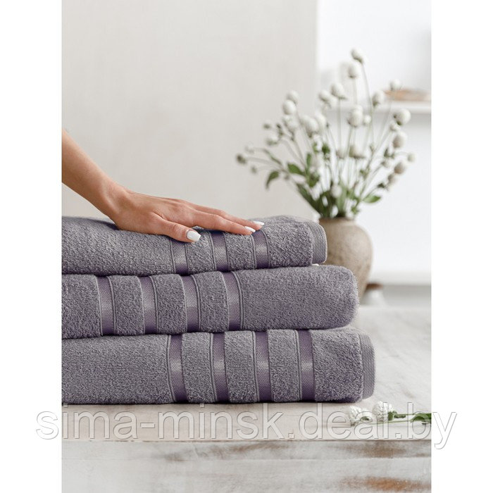 Набор полотенец махровых Grey, размер 30х50 см, 50х90 см, 70х140 см, серый - фото 4 - id-p219254359