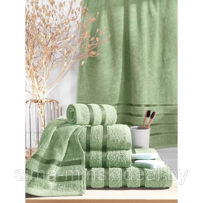 Набор полотенец махровых Spring green, размер 30х50 см, 50х90 см, 70х140 см, зеленый - фото 2 - id-p219254360