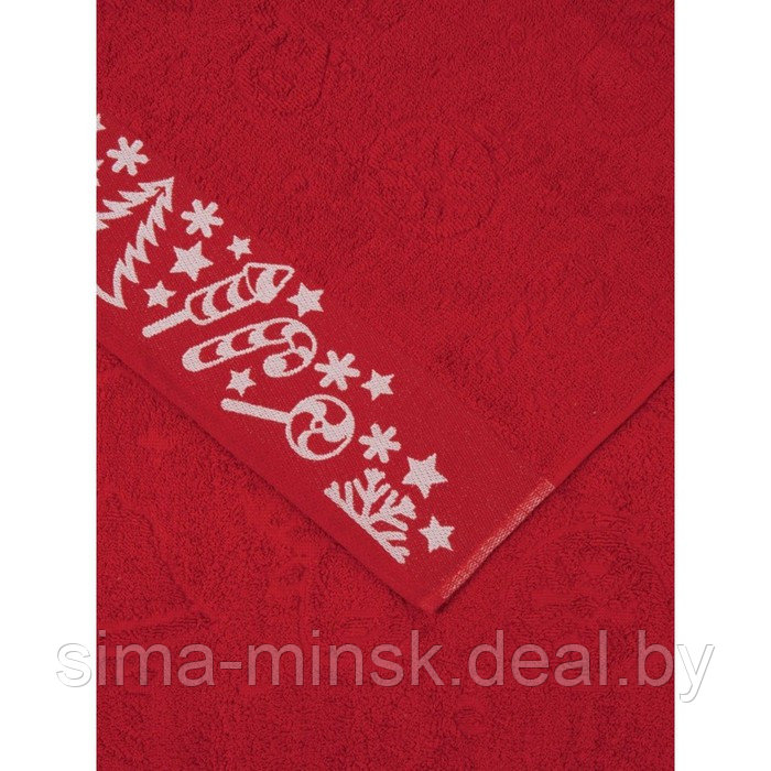 Набор полотенец махровых Confetti, размер 50х90 см, 70х140 см, новогодний, красный - фото 1 - id-p219254374