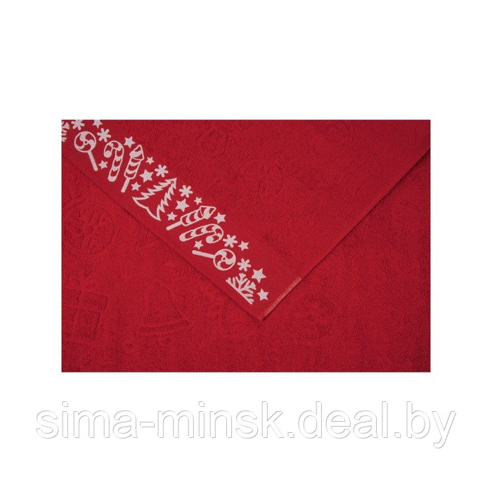 Набор полотенец махровых Confetti, размер 50х90 см, 70х140 см, новогодний, красный - фото 4 - id-p219254374