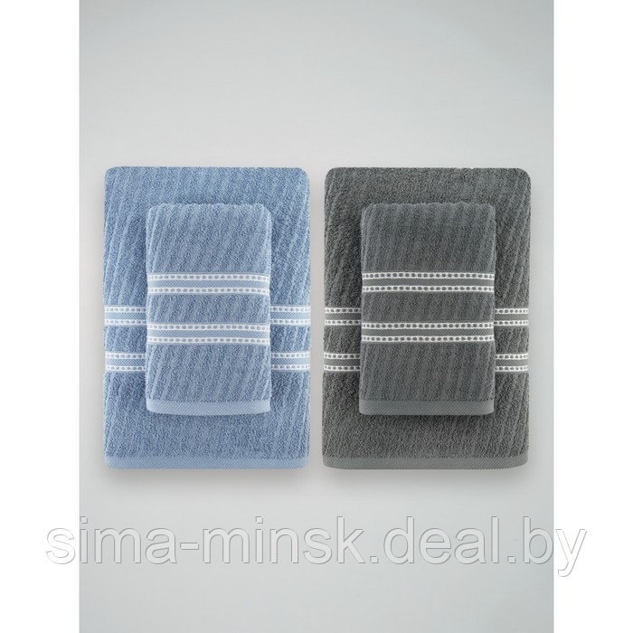Набор полотенец махровых Grey & blue, размер 50х80 см-2 шт, 70х130 см-2 шт, мультиколор - фото 7 - id-p219254378