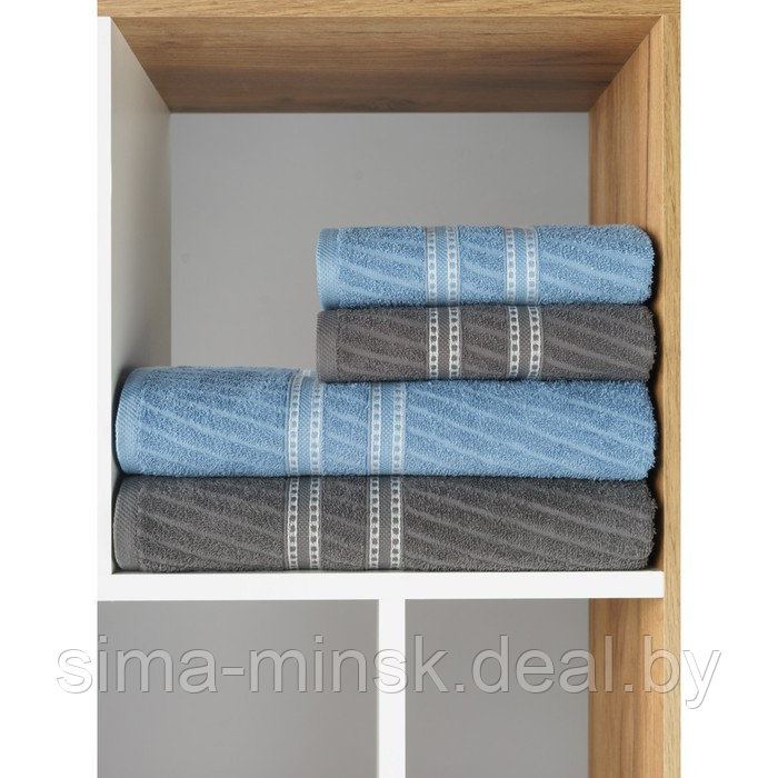 Набор полотенец махровых Grey & blue, размер 50х80 см-2 шт, 70х130 см-2 шт, мультиколор - фото 8 - id-p219254378