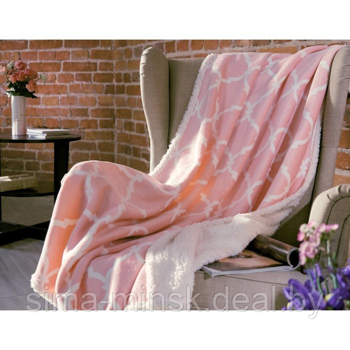 Плед Pink dreams, размер 150х200 см, вензеля, розовый - фото 2 - id-p219254534