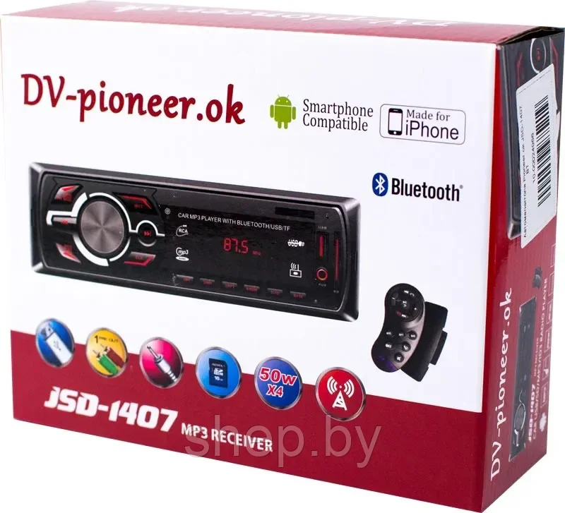 Автомагнитола DV-PIONEER-OK JSD-1407 BT Bluetooth USB AUX FM пульт мультируль цв.подсветка - фото 3 - id-p219275317