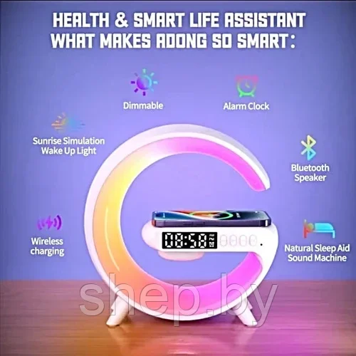 Портативная Bluetooth колонка-ночник с беспроводной зарядкой Led Wireless Charging Speaker G11 - фото 4 - id-p219280886