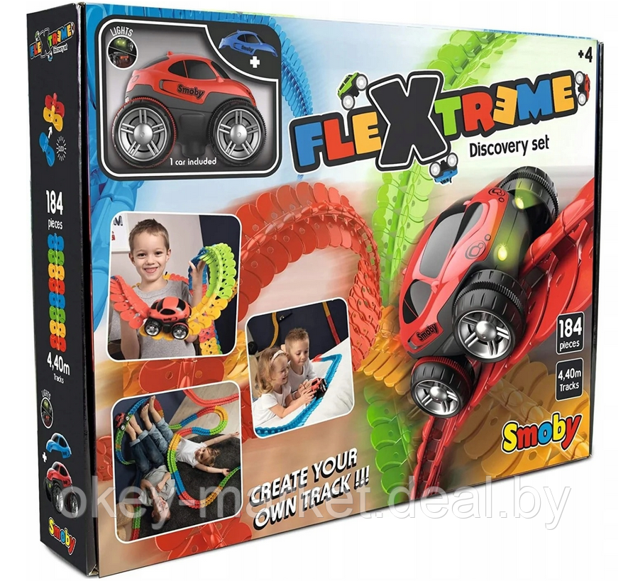 Автомобильный трек Smoby Flextreme + игрушечный автомобиль со светом 180902 - фото 10 - id-p219308147