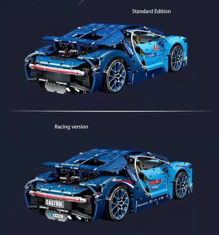 Конструктор TechnicТехник 11019 Гоночная машина Бугатти Bugatti Chiron синий 2054 деталей - фото 5 - id-p219315701