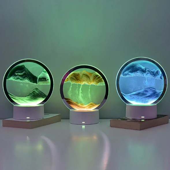 Лампа- ночник Зыбучий песок с 3D эффектом Desk Lamp (RGB -подсветка, 7 цветов) / Песочная картина - лампа - фото 2 - id-p219315721