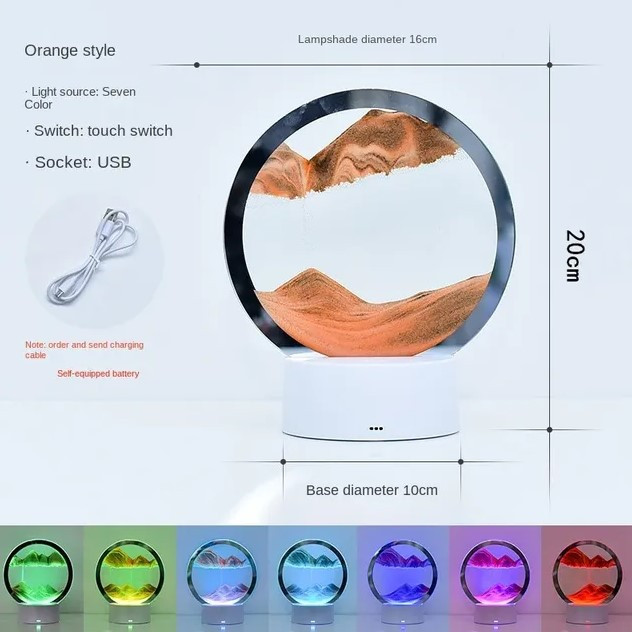 Лампа- ночник Зыбучий песок с 3D эффектом Desk Lamp (RGB -подсветка, 7 цветов) / Песочная картина - лампа - фото 4 - id-p219315721
