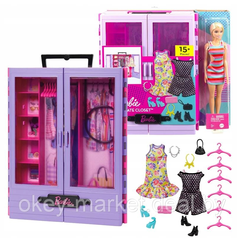 Игровой набор Barbie Гардероб с куклой Барби и аксессуарами HJL66 - фото 2 - id-p219316265