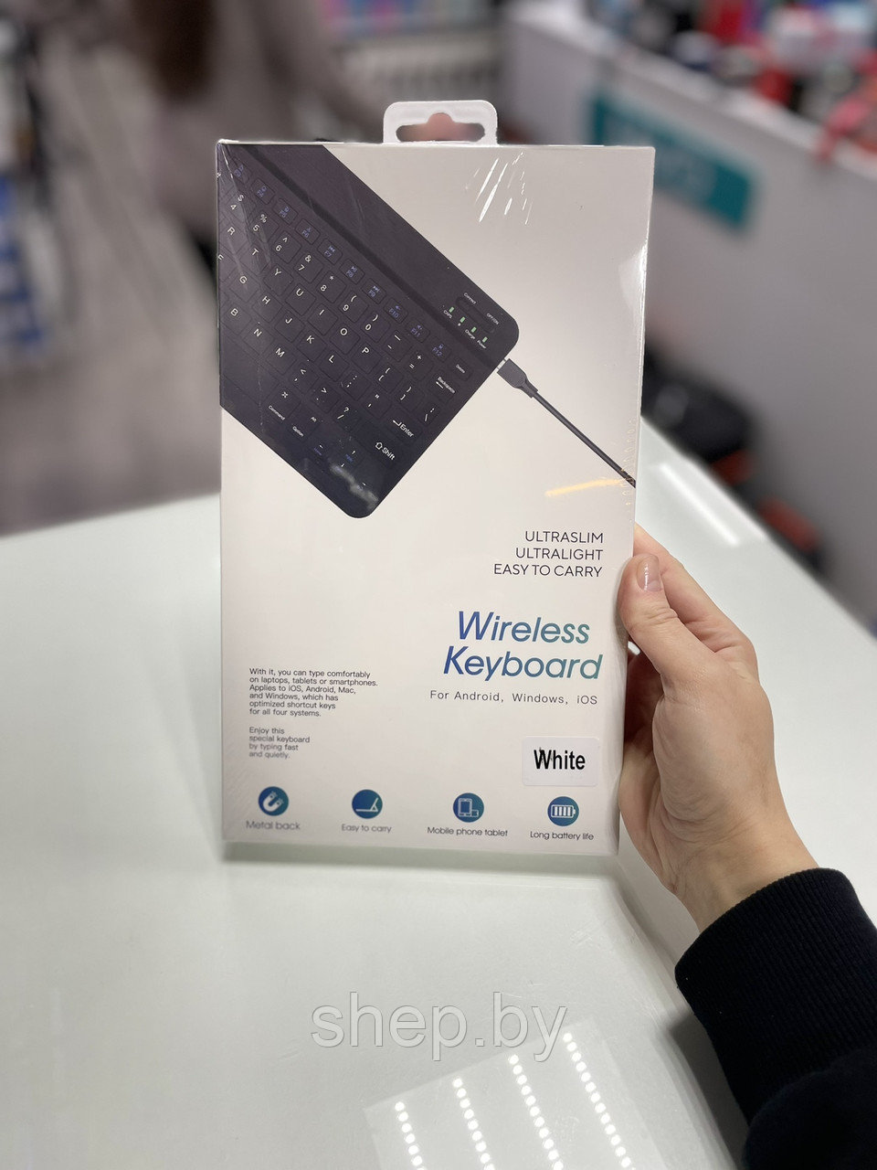 Клавиатура беспроводная Bluetooth Wireless Keyboard цвет: черный, белый NEW!!! - фото 6 - id-p219316276