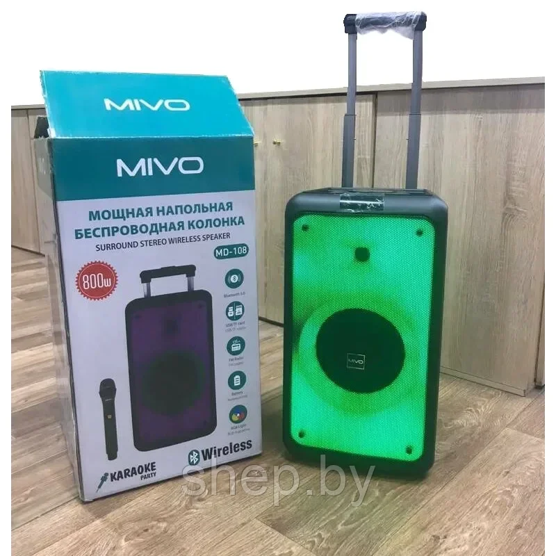Мощная караоке колонка MIVO MD-108 80Вт FM/Bluetooth/USB/SD/AUX/ Пульт / Беспроводной микрофон NEW !!! - фото 6 - id-p219316283