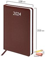 Ежедневник датированный на 2024 год А5 Brauberg Profile, 168 листов, кожзам, коричневый, арт.114865